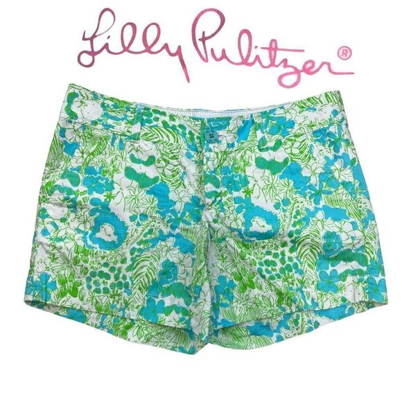 Lilly Pulitzer Women's Green Floral The Callahan Tropical Shorts Size 6 - Picture 1 of 7